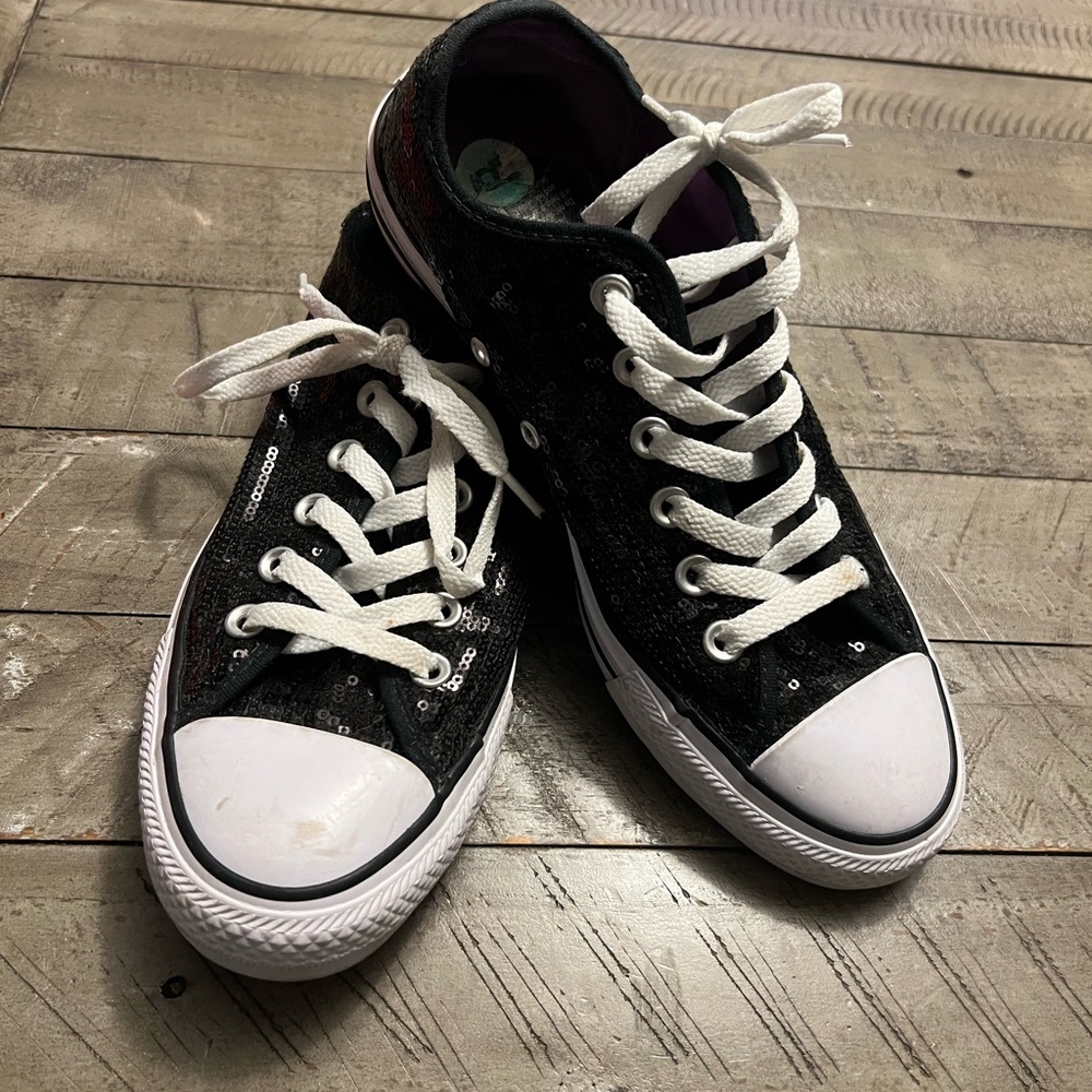 Black Sequin Converse Size 8 Women Women